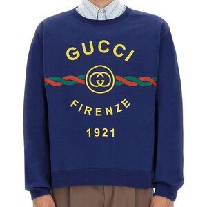 Gucci Men's S "Firenze 1921" Blue Sweatshirt